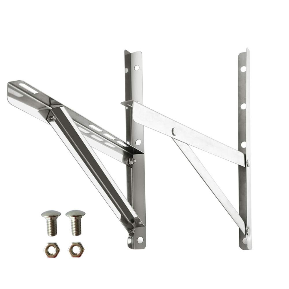 HaHawaii Air Conditioner Bracket,2Pcs Wall Mount Bracket AC Rust-Free Stainless Steel Support Rack Silver