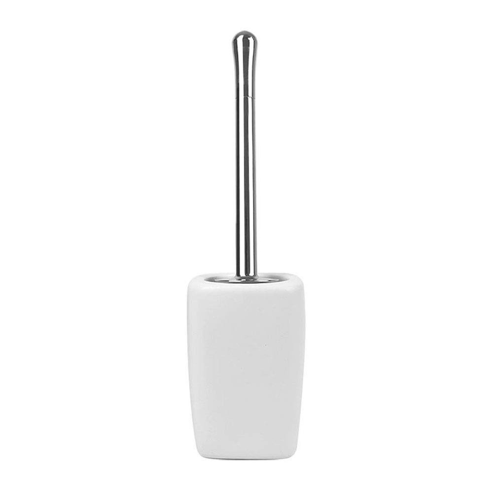 Ceramics Toilet Brushes and Holders Square Toilet Brush Set WC Bathroom Toilet Brush Long Handle Loo Brush Scrubber Set (Color : White)