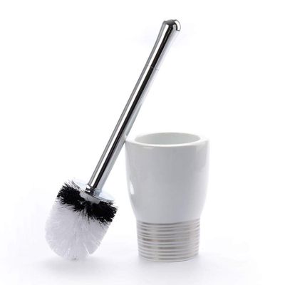 Ceramics Toilet Brushes and Holders Round Toilet Brush Set WC Bathroom Toilet Brush Long Handle Loo Brush Scrubber White (Color : White, Size : A)