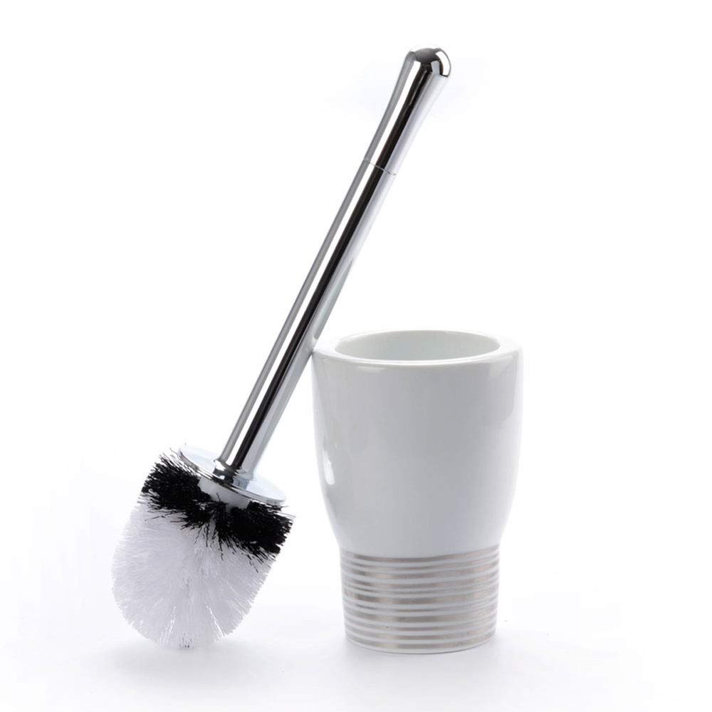 Ceramics Toilet Brushes and Holders Round Toilet Brush Set WC Bathroom Toilet Brush Long Handle Loo Brush Scrubber White (Color : White, Size : A)