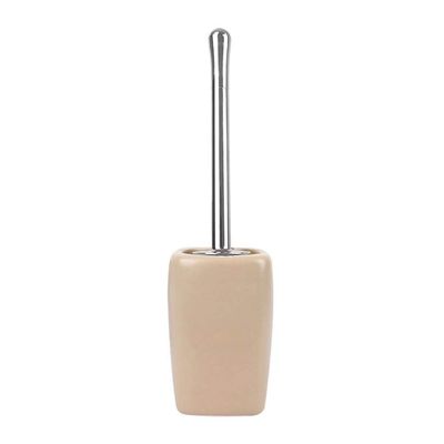 Ceramics Toilet Brushes and Holders Square Toilet Brush Set WC Bathroom Toilet Brush Long Handle Loo Brush Scrubber Set (Color : Beige)