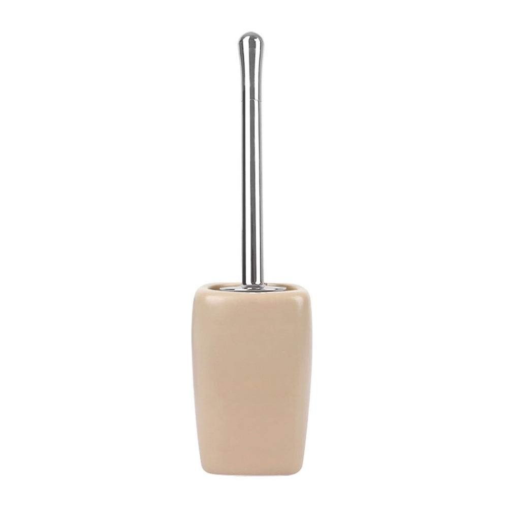 Ceramics Toilet Brushes and Holders Square Toilet Brush Set WC Bathroom Toilet Brush Long Handle Loo Brush Scrubber Set (Color : Beige)