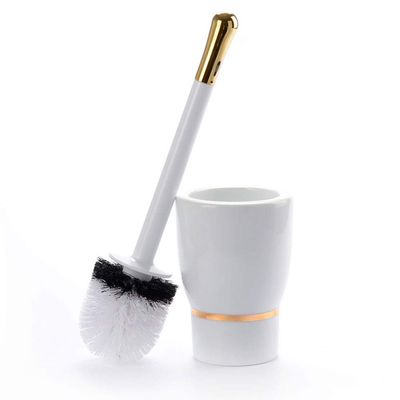 Ceramics Toilet Brushes and Holders Round Toilet Brush Set WC Bathroom Toilet Brush Long Handle Loo Brush Scrubber White (Color : White, Size : C)