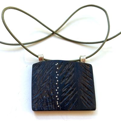 Ebony wood pendant with string