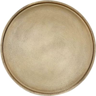 DN DECONATION Gold Tray, 14.76 Decorative Trays for Coffee Table, Farmhouse Tray, Round Wooden Trays for Living Room Decor