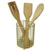 Home Basics Halo Steel Cutlery Holder with Mesh Bottom and Non-Skid Feet, 4.5" x 4.5" x 6.25", Gold view 1