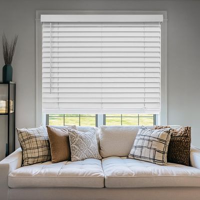 CHICOLOGY Faux Wood Blinds , Window Blinds , Wood Blinds , Window Shades , Window Treatments , Blinds & Shades , Window Shades For Home , Wooden Blinds , 27"W X 48"H, Basic White