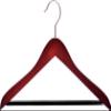Cherry Finish Wood Suit Hanger with Velvet Flocked Bar in 17" Length X 5/8" Thick with Concave Body and Matte Nickel Hardware, Box of 50 view 1
