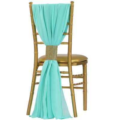 CVL 1 Set, 5pcs Pack of 19 X72 Chiffon Chair Sashes/Ties - Turquoise for Weddings, Baby Or Bridal Showers, Birthday Festivities & Themed Party