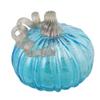 Glitzhome Decorative Hand Blown Glass Pumpkin Figurine, 5.12" H, Blue view 2
