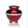 Adult Cremation Urn for Human Ashes - Ruby Red Brass Cremation Urn with Mother of Pearl Band - Adult Size - Ruby Red - 200 cu. in. view 1