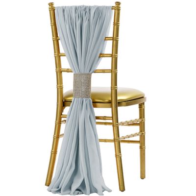 CVL 1 Set, 5pcs Pack of 19 X72 Chiffon Chair Sashes/Ties - Dusty Blue for Weddings, Baby Or Bridal Showers, Birthday Festivities & Themed Party
