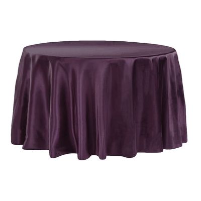 1 Pc, Satin 120" Round Tablecloth - Eggplant/Plum(Machine Washable & Cool Dry) For Wedding Or Event Decor
