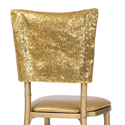 1 Pc, Glitz Sequin Chiavari Chair Cap 16" W X 14" L - Gold for Baby Showers, Wedding Receptions, Anniversaries, Quinceaneras, Bridal Showers
