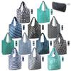 BeeGreen Reusable Grocery Bags Lightweight Durable Shopping Bags Washable Foldable 12 Pack Xlarge Classic Geometric Design Gift Tote Grocery Bags with Elastic Band and Separated Zipper Storage Pouch view 1