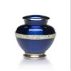 Adult Cremation Urn for Human Ashes - Sapphire Blue Brass Cremation Urn with Mother of Pearl Band - Adult Size - Sapphire Blue - 200 cu. in. view 3