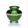 Adult Cremation Urn for Human Ashes - Emerald Green Brass Cremation Urn with Mother of Pearl Band - Adult Size - Emerald Green - 200 cu. in. view 1