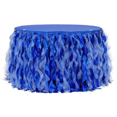 1 Pc, Curly Willow 14Ft Table Skirt - Royal Blue For Weddings, Quinceaneras, Birthday Celebrations