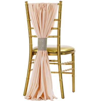 CVL 1 Set, 5pcs Pack of 19 X72 Chiffon Chair Sashes/Ties - Blush for Weddings, Baby Or Bridal Showers, Birthday Festivities & Themed Party