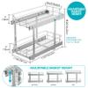 2 Tier Pull Out Cabinet Organizer 11" W X 22" D, Slide Out Drawers For Kitchen Cabinets, Pull Out Drawers For Cabinets Capacity Heavy Duty Caddy, Cabinet Pullout Shelves Chrome-Plated, Bathroom Pantry view 2