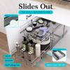 2 Tier Pull Out Cabinet Organizer 11" W X 22" D, Slide Out Drawers For Kitchen Cabinets, Pull Out Drawers For Cabinets Capacity Heavy Duty Caddy, Cabinet Pullout Shelves Chrome-Plated, Bathroom Pantry view 3