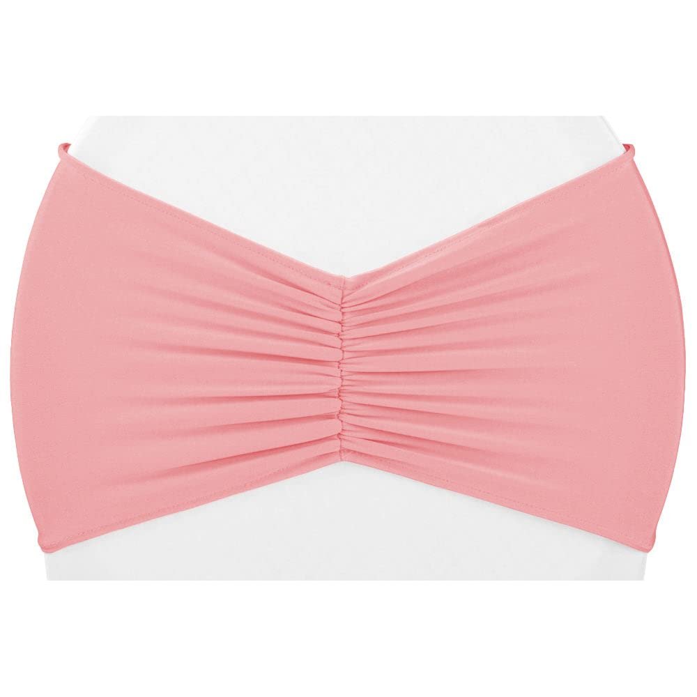 CVL 10 Pcs, 8" X 13" (Unstretched) Ruffled Spandex Chair Band - Dusty Rose/Mauve for Wedding Or Special Event Decor