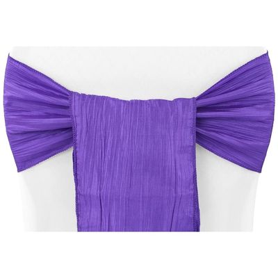 CVL 10 Pcs, Accordion Crinkle Taffeta Chair Sash - Purple for Bridal Showers, Holidays, Baby Showers, Sweet 16'S