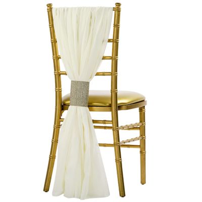 CVL 1 Set, 5pcs Pack of 19 X72 Chiffon Chair Sashes/Ties - Ivory for Weddings, Baby Or Bridal Showers, Birthday Festivities & Themed Party