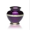Adult Cremation Urn for Human Ashes - Deep Purple Brass Cremation Urn with Mother of Pearl Band - Adult Size - Deep Purple - 200 cu. in. view 2