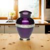 Adult Cremation Urn for Human Ashes - Deep Purple Brass Cremation Urn with Mother of Pearl Band - Adult Size - Deep Purple - 200 cu. in. view 3