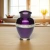 Adult Cremation Urn for Human Ashes - Deep Purple Brass Cremation Urn with Mother of Pearl Band - Adult Size - Deep Purple - 200 cu. in. view 4