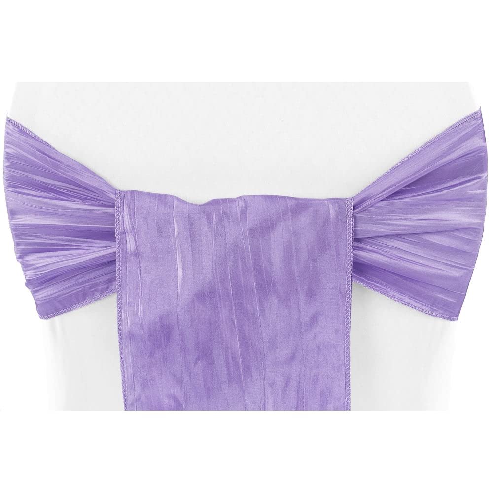 CVL 10 Pcs, Accordion Crinkle Taffeta Chair Sash - Victorian Lilac/Wisteria for Bridal Showers, Holidays, Baby Showers, Sweet 16'S
