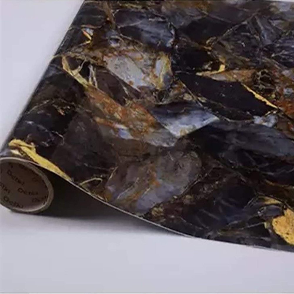 Yancorp Dark Blue Black Marble Wallpaper Removable Wallpaper Film Self-Adhesive Granite Kitchen Peel Stick Backsplash Tile Countertop Shelf (16"x394")