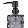 2 Pack Thick Grey Glass Jar Soap Dispenser with Matte Black Stainless Steel Pump, 14ounce Diamond Design Bottles Dispenser with Rustproof Pump for Essential Oil, Lotion Soap (Grey) view 2