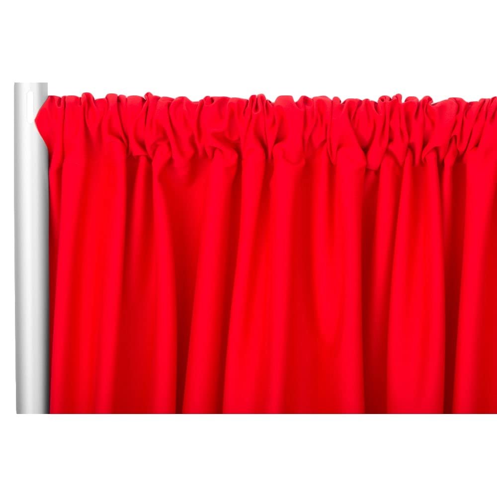1 Pc, Poly Premier Fire Retardant (Fr) 12Ft H X 60" W Drape/Backdrop - Red(Machine Washable Cold & Low Heat) for Upcoming Wedding, Birthday, Shower, Tradeshow