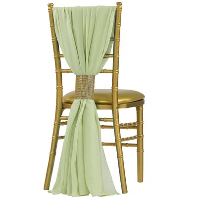 CVL 1 Set, 5pcs Pack of 19 X72 Chiffon Chair Sashes/Ties - Sage Green for Weddings, Baby Or Bridal Showers, Birthday Festivities & Themed Party