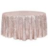 1 Pc, Geometric Glitz Art Deco Sequin Tablecloth 132" Round - Blush/Rose Gold For Wedding Ceremonies & Receptions, Bridal Showers, Baby Showers, Quinceaneras, Anniversary Parties, Or Special Event view 1