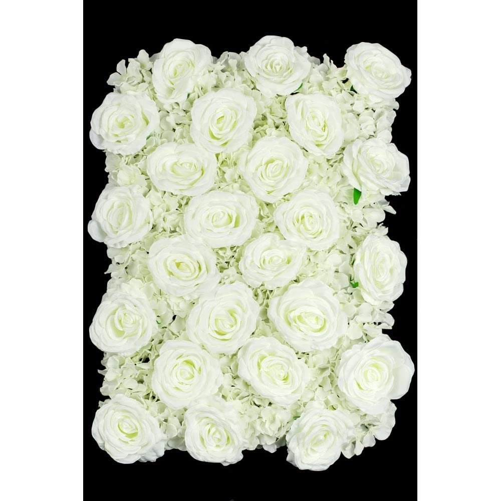 1 Pc, Silk Roses/Hydrangeas 16"X24" Flower Wall Backdrop Panel - Cream for Wedding Receptions, Bridal Showers, Baby Showers, Quinceaneras, Anniversary Parties