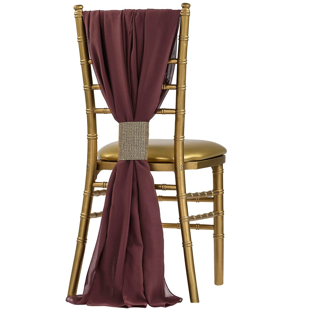 CVL 1 Set, 5pcs Pack of 19 X72 Chiffon Chair Sashes/Ties - Burgundy for Weddings, Baby Or Bridal Showers, Birthday Festivities & Themed Party