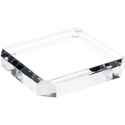 Plymor Clear Acrylic Beveled Corner-Cut Display Base, 4" W x 4" D x 0.75" H, Pack of 2