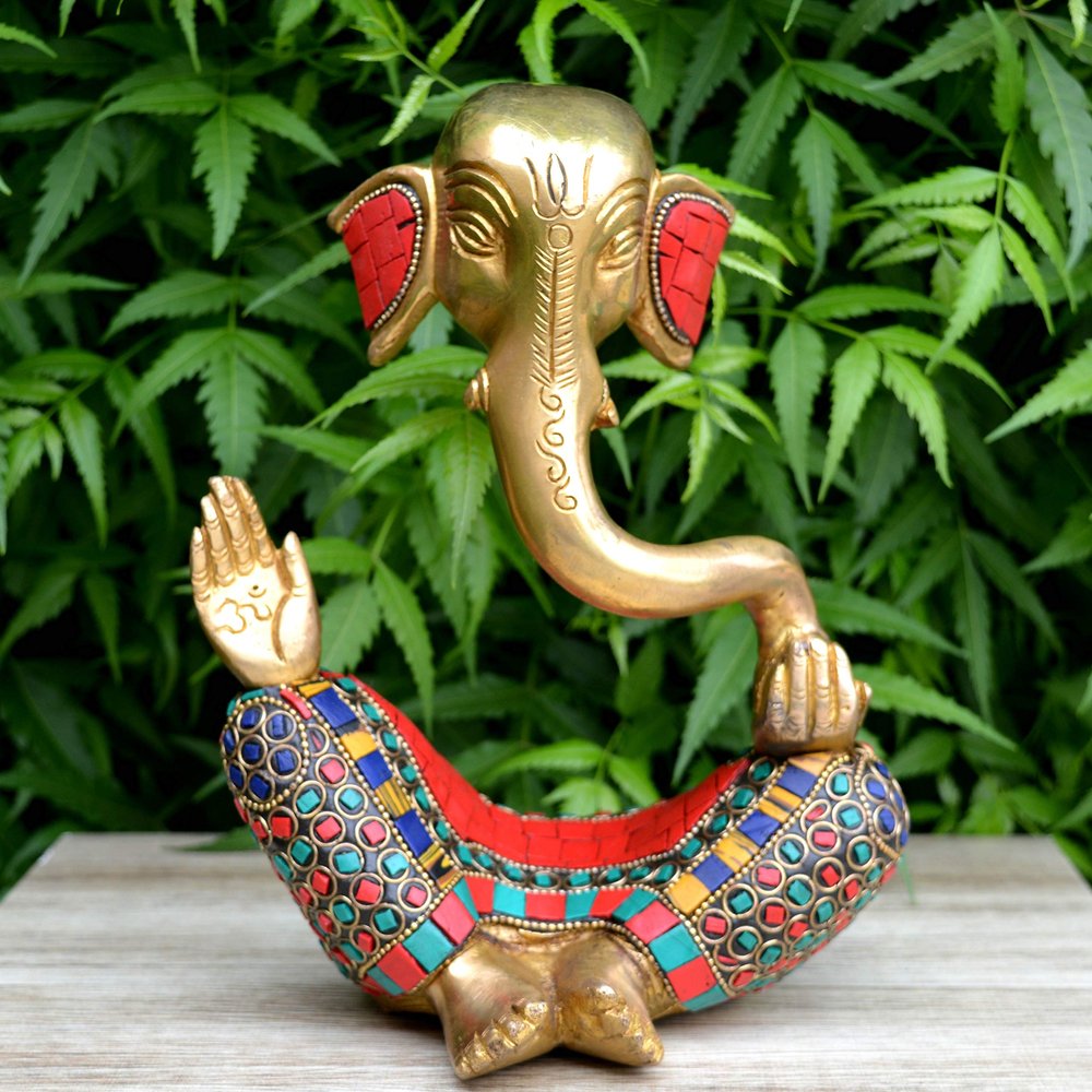 Aakrati Ganesh With Decorative Work - Brass Modern Decorative Style God Ganpati Idol - Unique Gift And Home Decor Showpiece
