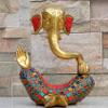 Aakrati Ganesh With Decorative Work - Brass Modern Decorative Style God Ganpati Idol - Unique Gift And Home Decor Showpiece view 2