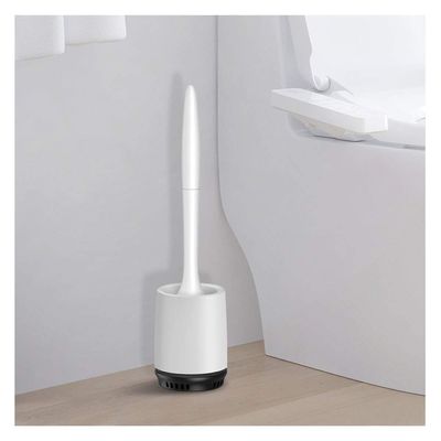 Wall Mounted Toilet Brush with Holder TPR Soft Hair Long Handle Toilet Brush Set Toilet Cleaning Brush Set White (Color : White, Size : Standing)