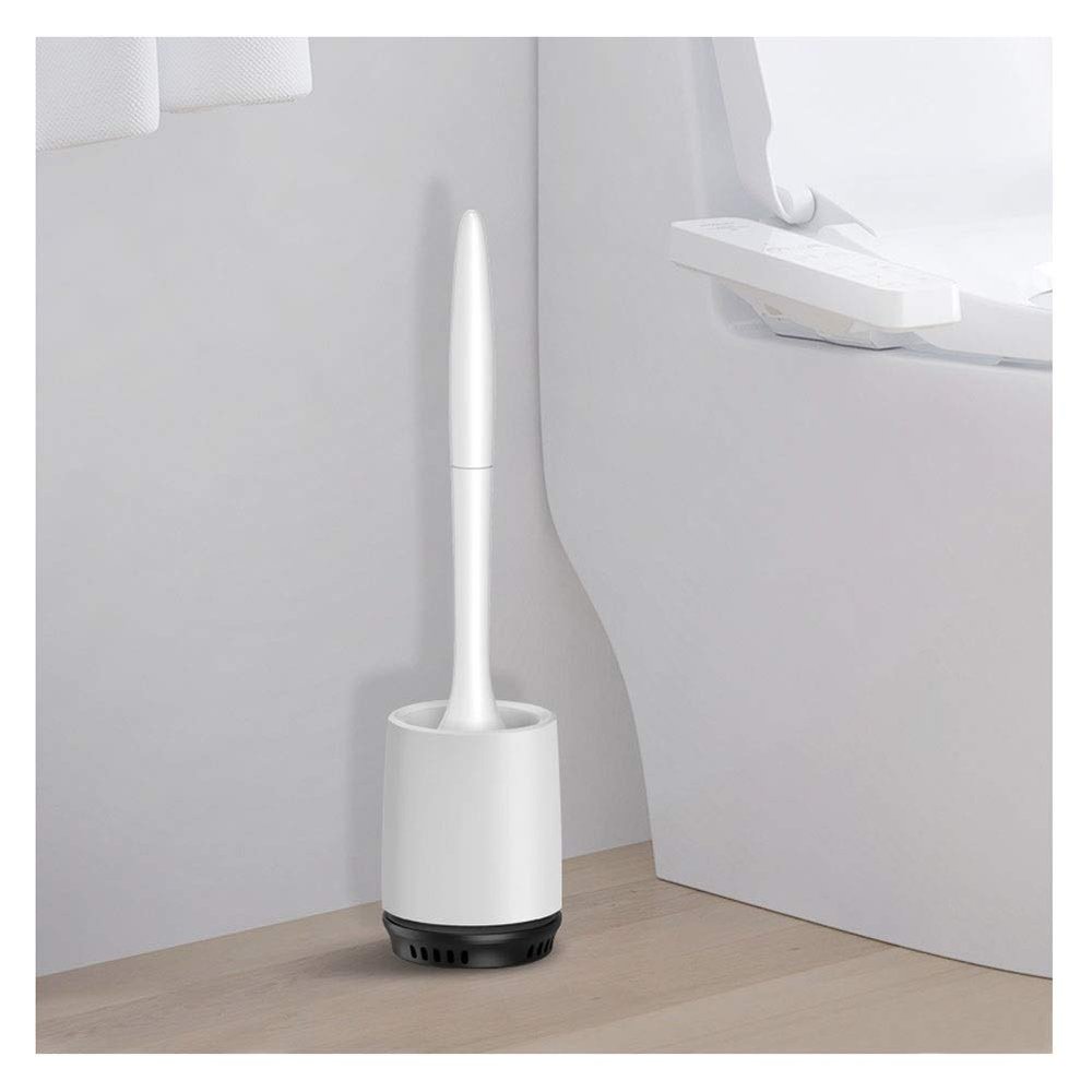 Wall Mounted Toilet Brush with Holder TPR Soft Hair Long Handle Toilet Brush Set Toilet Cleaning Brush Set White (Color : White, Size : Standing)