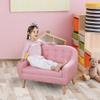 Qaba 2-Seat Kids Sofa, Toddler Sofa Couch, Linen-Like Fabric and Wooden Frame Sofa Chair for Ages 3-7, 11" High Seat, Pink view 2