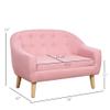 Qaba 2-Seat Kids Sofa, Toddler Sofa Couch, Linen-Like Fabric and Wooden Frame Sofa Chair for Ages 3-7, 11" High Seat, Pink view 3