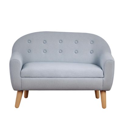 Qaba 2-Seat Kids Sofa, Toddler Sofa Couch, Linen-Like Fabric and Wooden Frame Sofa Chair for Ages 3-7, 11" High Seat, Gray
