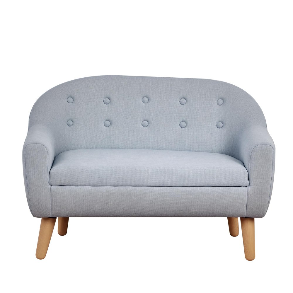 Qaba 2-Seat Kids Sofa, Toddler Sofa Couch, Linen-Like Fabric and Wooden Frame Sofa Chair for Ages 3-7, 11" High Seat, Gray