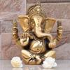 Aakrati Ganesh, Ganpati, Brass Statue Indian Hand Crafted Religious Sculpture of Ganesha 4 Inches Height view 1