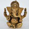 Aakrati Ganesh, Ganpati, Brass Statue Indian Hand Crafted Religious Sculpture of Ganesha 4 Inches Height view 3